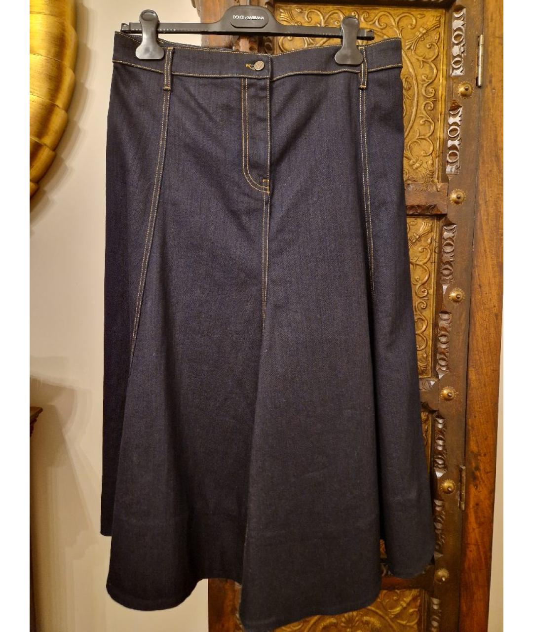 VALENTINO Темно-синяя деним юбка миди, фото 9