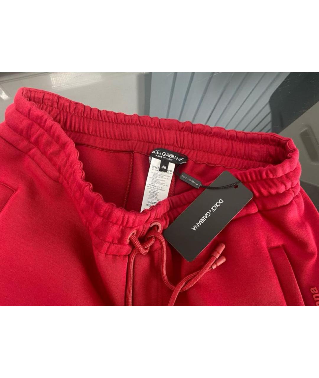 DOLCE&GABBANA Красные хлопко-эластановые повседневные брюки, фото 3