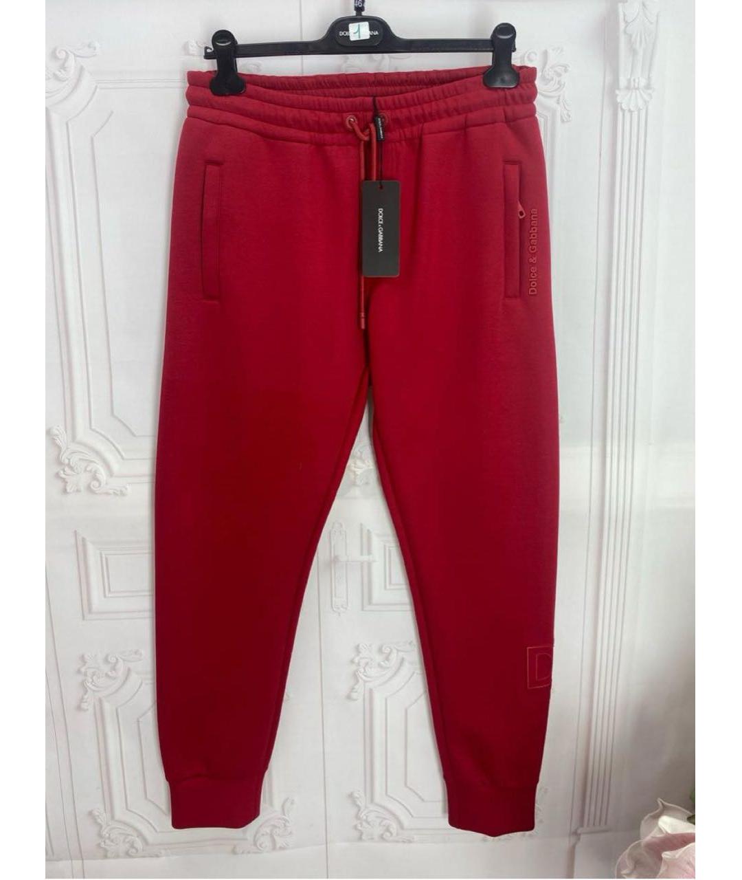 DOLCE&GABBANA Красные хлопко-эластановые повседневные брюки, фото 7