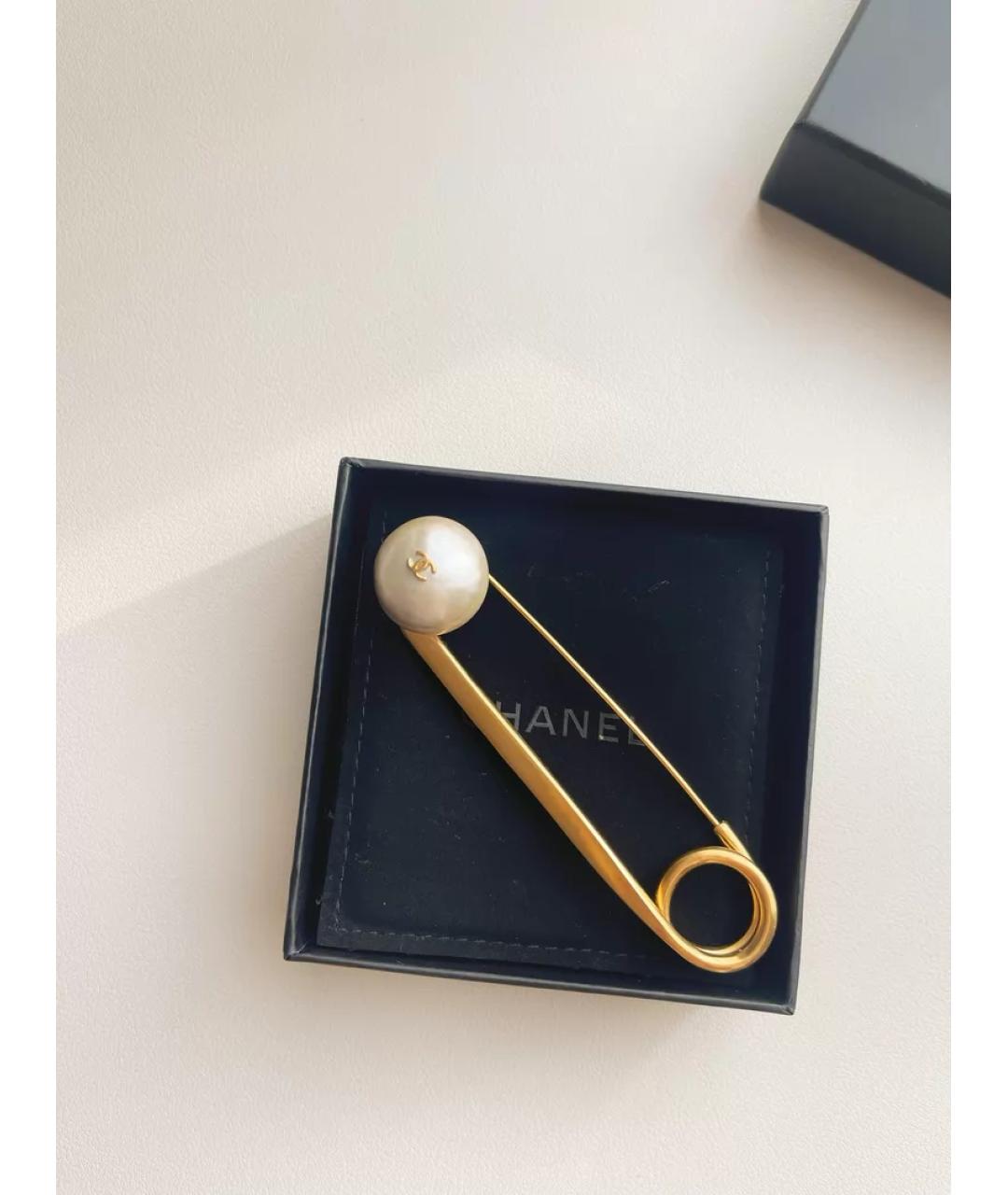 CHANEL Золотая металлическая булавка / брошь, фото 5