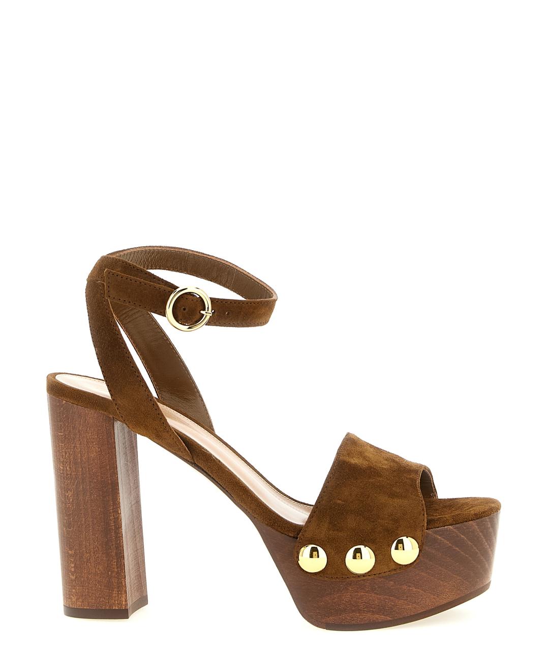 GIANVITO ROSSI Коричневые кожаные босоножки, фото 1