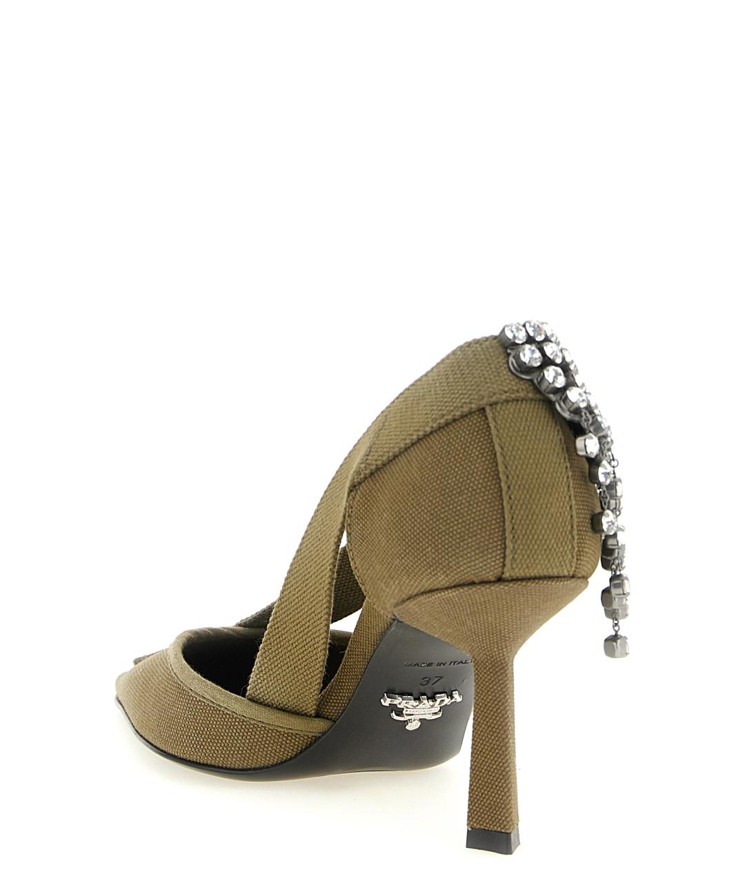 PRADA Зеленые текстильные туфли, фото 3