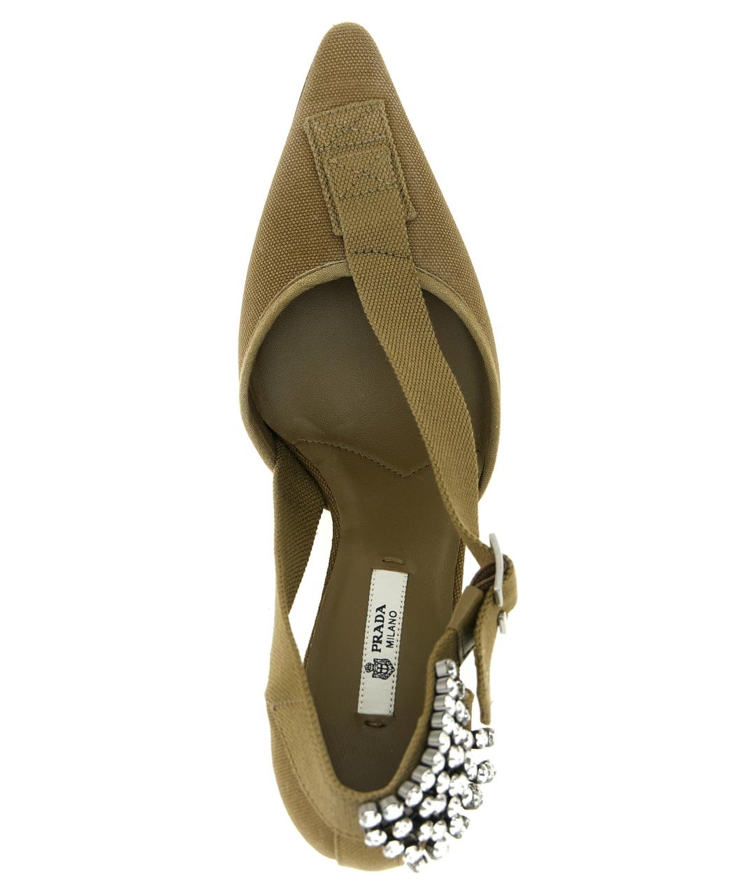 PRADA Зеленые текстильные туфли, фото 4