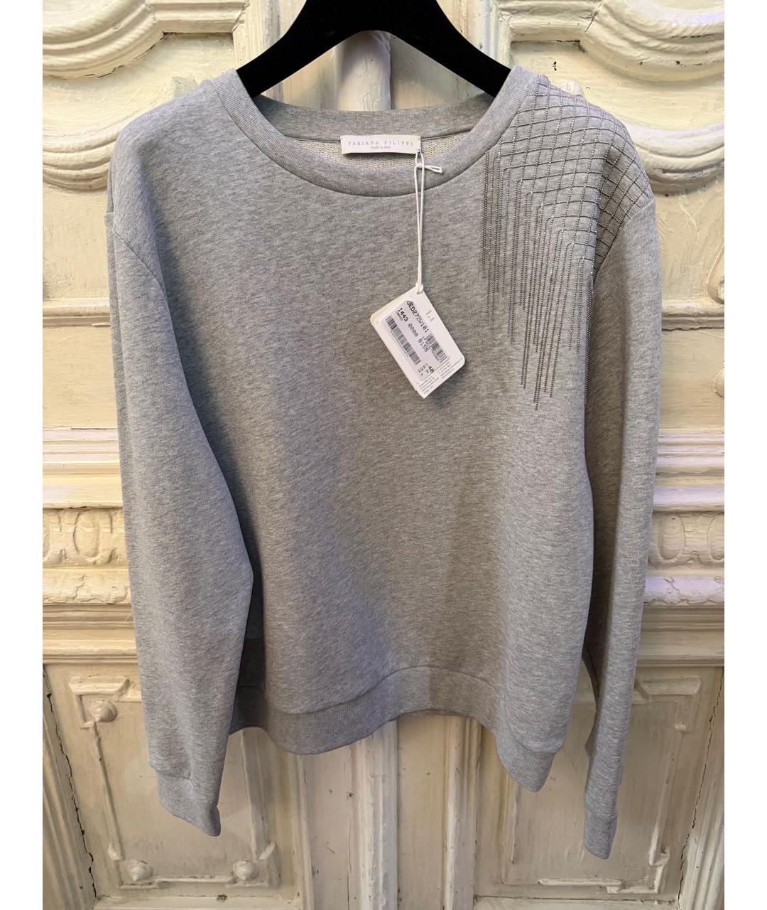 FABIANA FILIPPI Серый хлопко-эластановый джемпер / свитер, фото 6