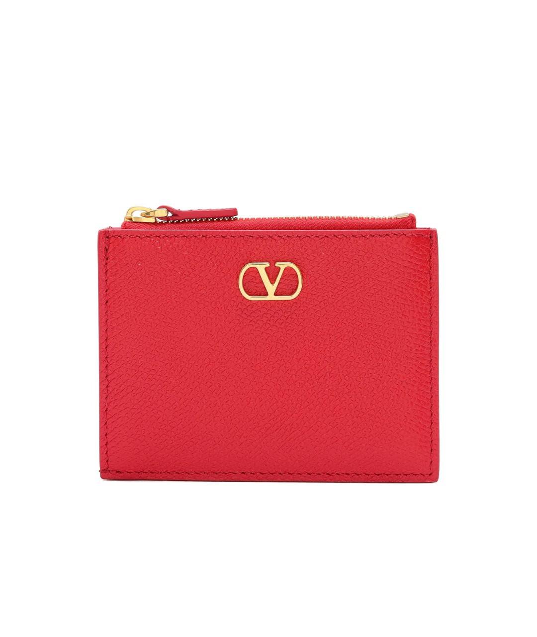 VALENTINO Красный кожаный кардхолдер, фото 1
