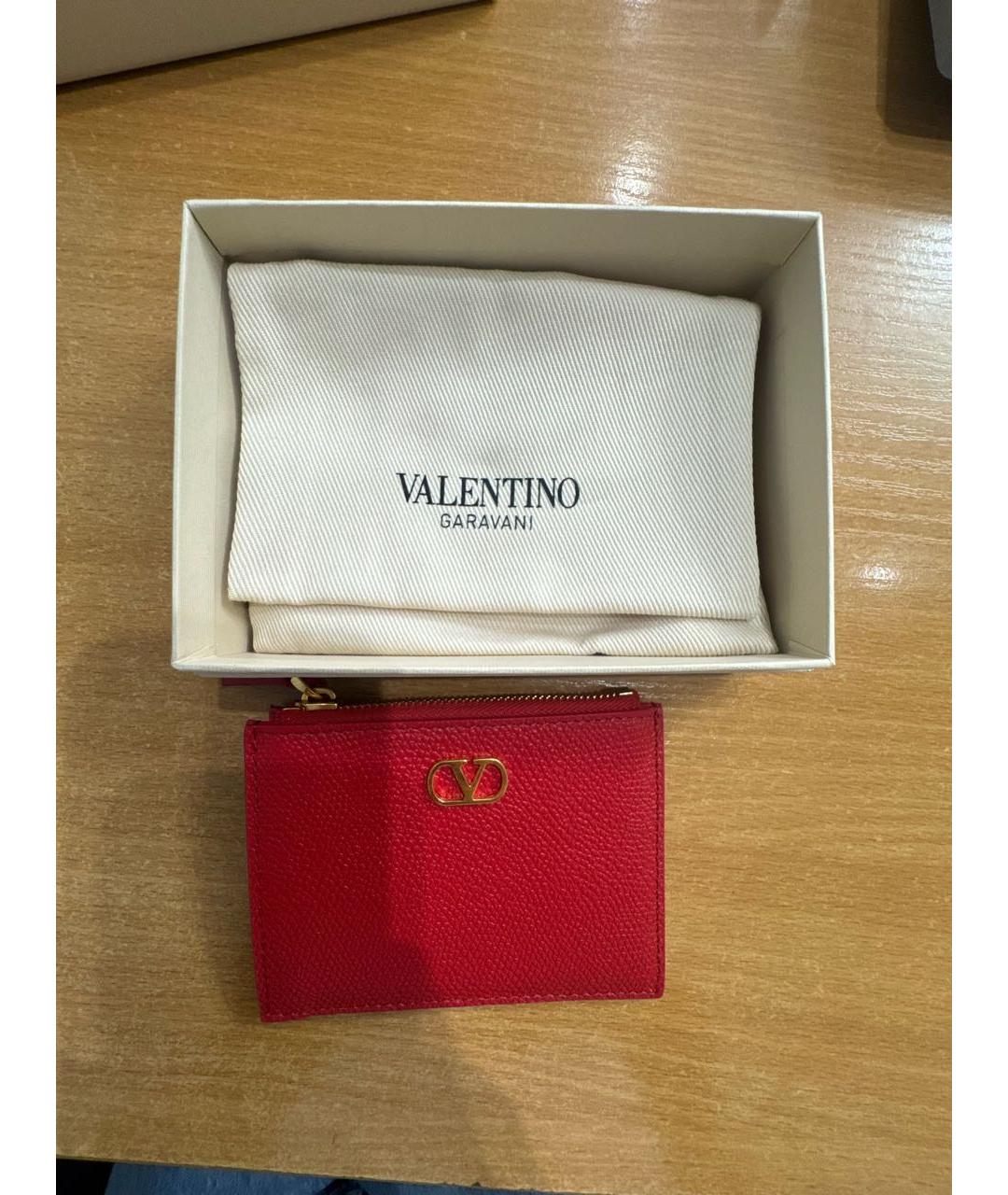 VALENTINO Красный кожаный кардхолдер, фото 2