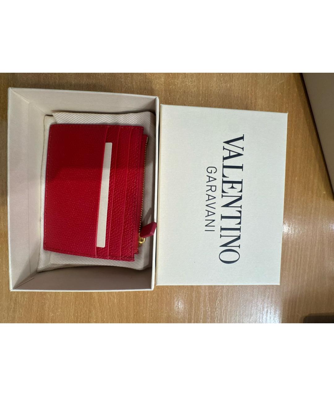 VALENTINO Красный кожаный кардхолдер, фото 3