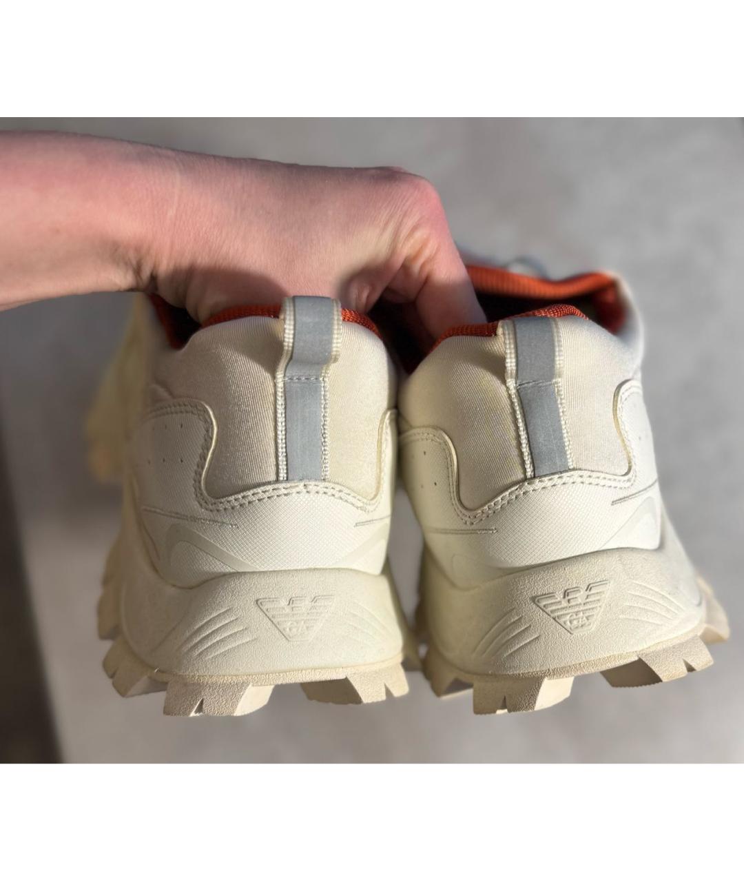 EMPORIO ARMANI Белые текстильные высокие кроссовки / кеды, фото 8