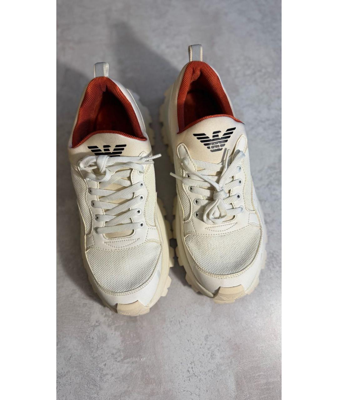 EMPORIO ARMANI Белые текстильные высокие кроссовки / кеды, фото 4