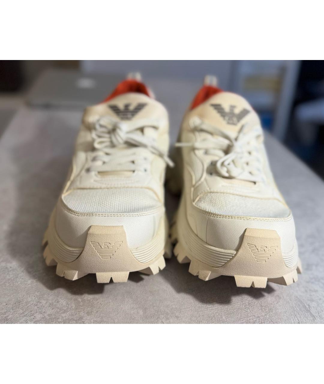 EMPORIO ARMANI Белые текстильные высокие кроссовки / кеды, фото 2