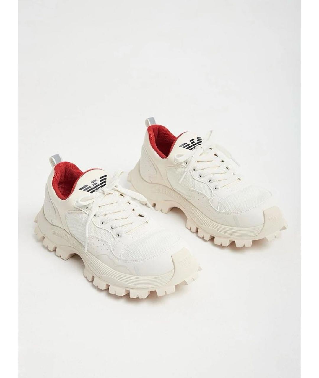 EMPORIO ARMANI Белые текстильные высокие кроссовки / кеды, фото 9