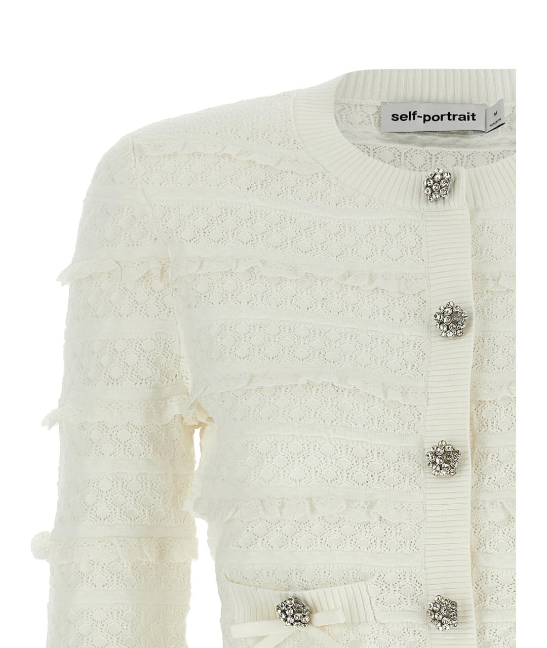 SELF-PORTRAIT Белый вискозный кардиган, фото 3