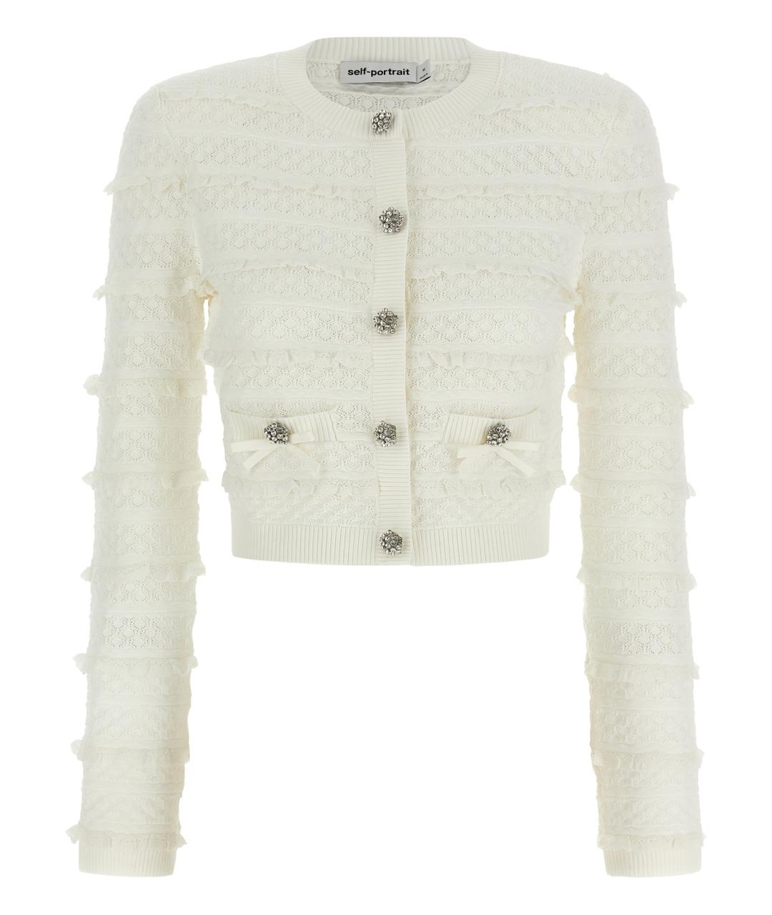 SELF-PORTRAIT Белый вискозный кардиган, фото 1