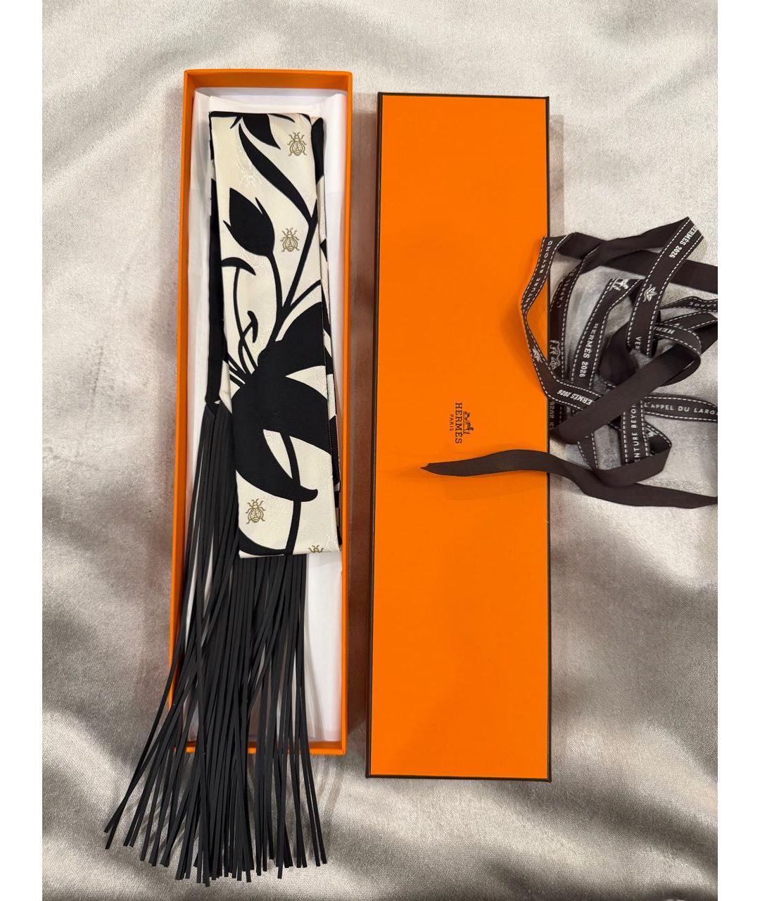 HERMES Белый шелковый платок, фото 2