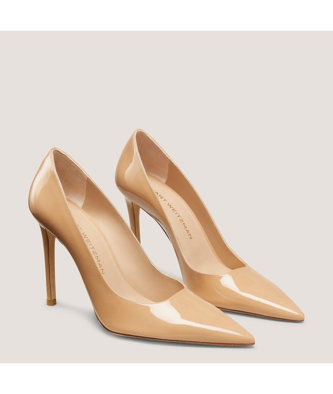 STUART WEITZMAN Бежевые туфли из лакированной кожи, фото 5