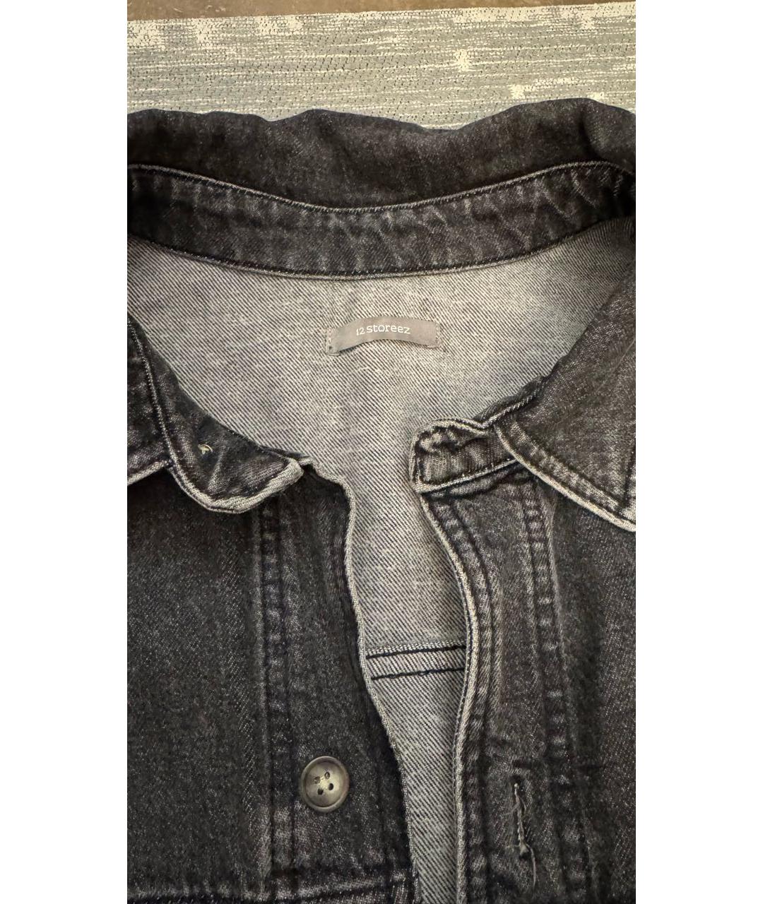 12 STOREEZ Серая хлопковая кэжуал рубашка, фото 4