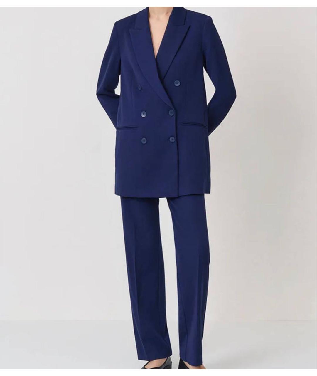 MAX MARA Темно-синий шерстяной костюм с брюками, фото 3