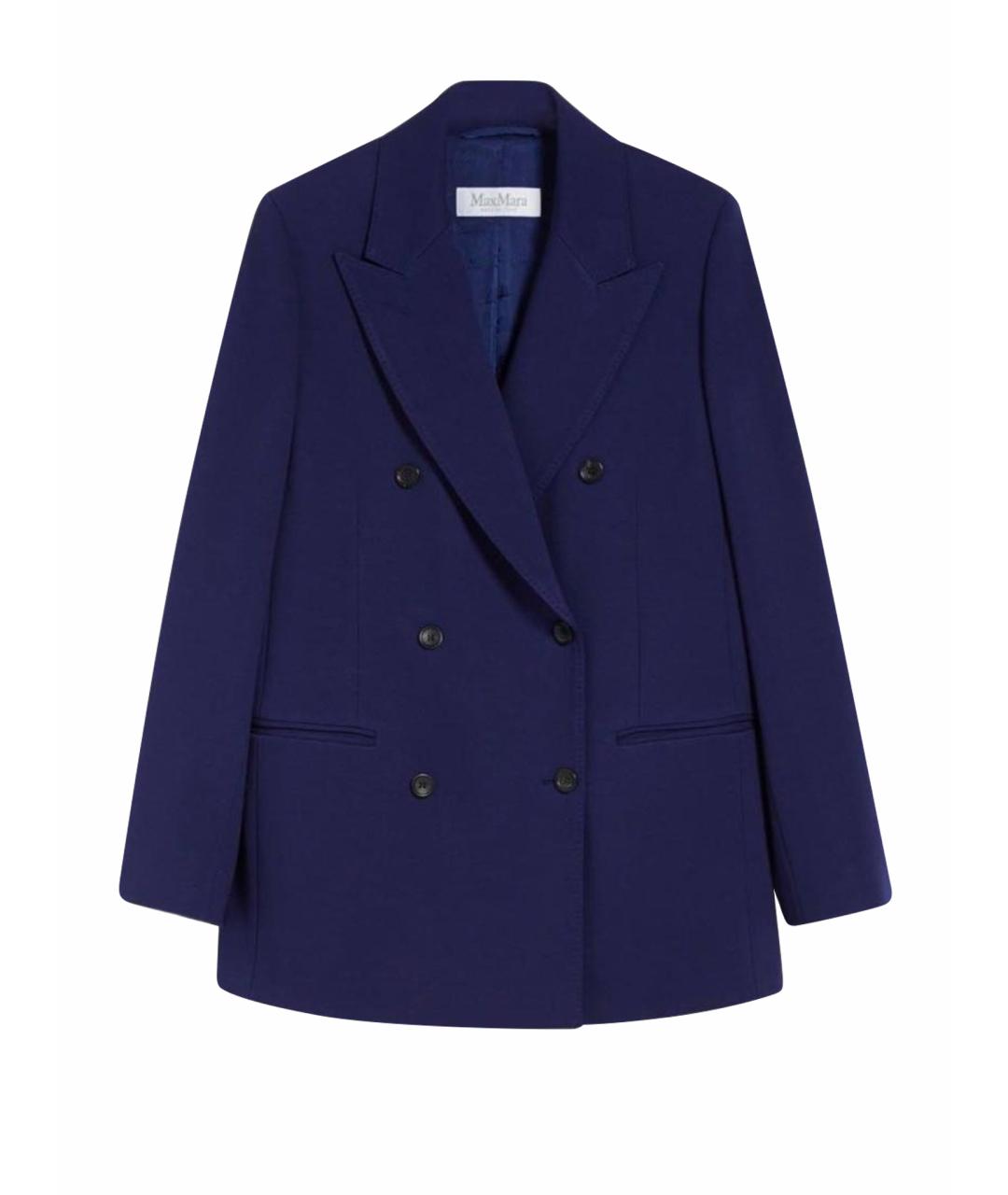 MAX MARA Темно-синий шерстяной костюм с брюками, фото 1