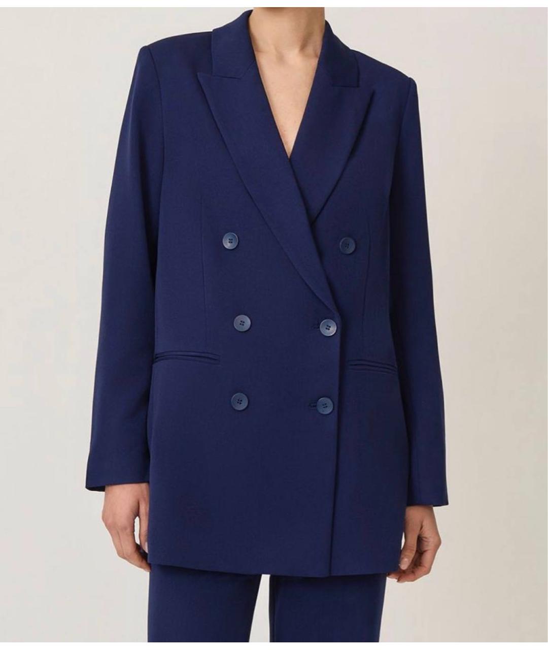 MAX MARA Темно-синий шерстяной костюм с брюками, фото 2