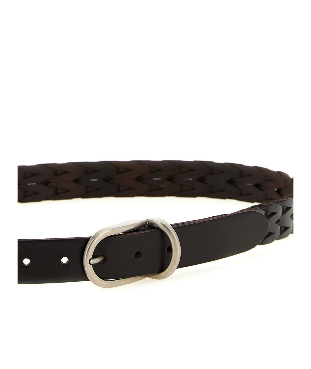 BRUNELLO CUCINELLI Коричневый кожаный ремень, фото 3