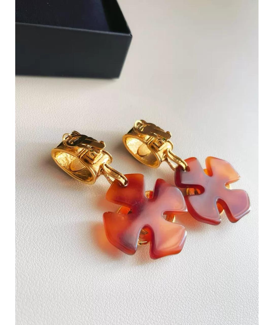 CHANEL Оранжевое металлические клипсы, фото 2