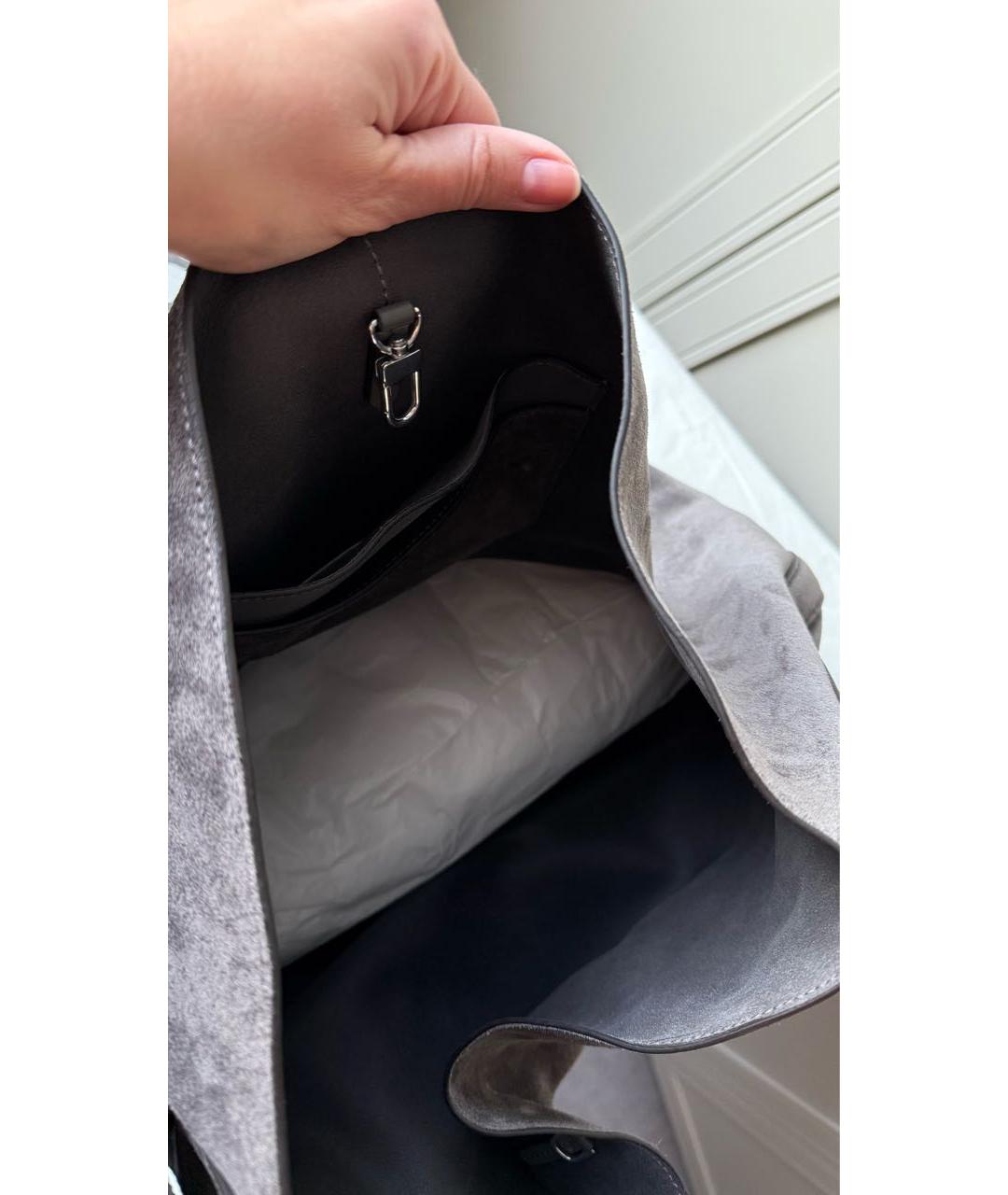 TOTEME Серая замшевая сумка тоут, фото 5