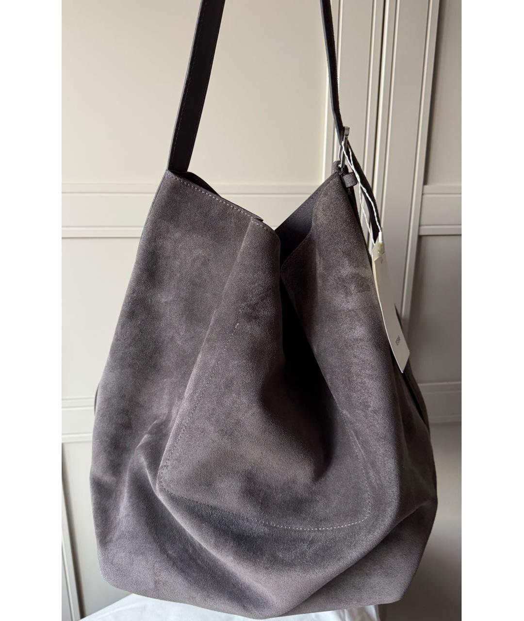 TOTEME Серая замшевая сумка тоут, фото 2