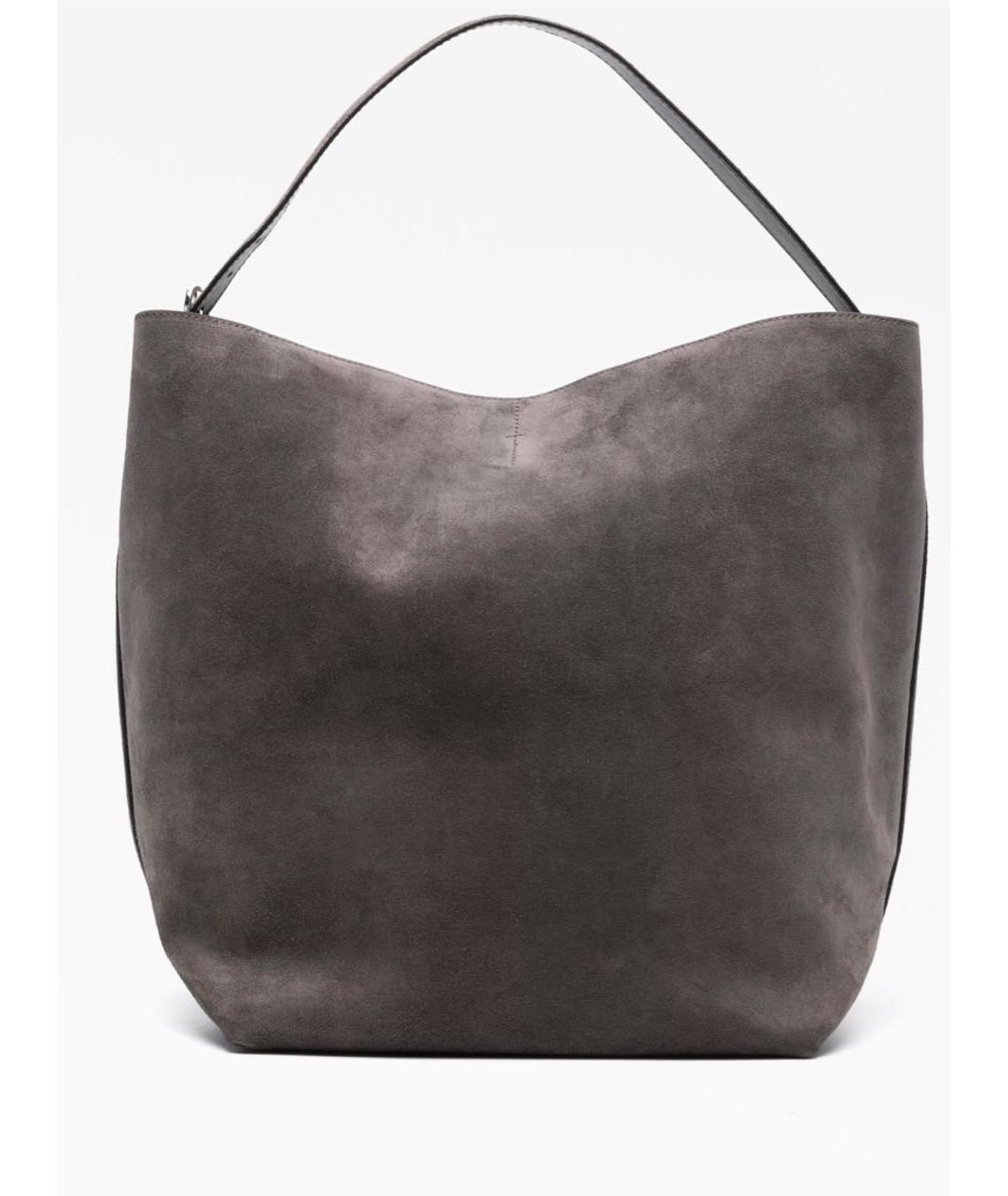 TOTEME Серая замшевая сумка тоут, фото 8
