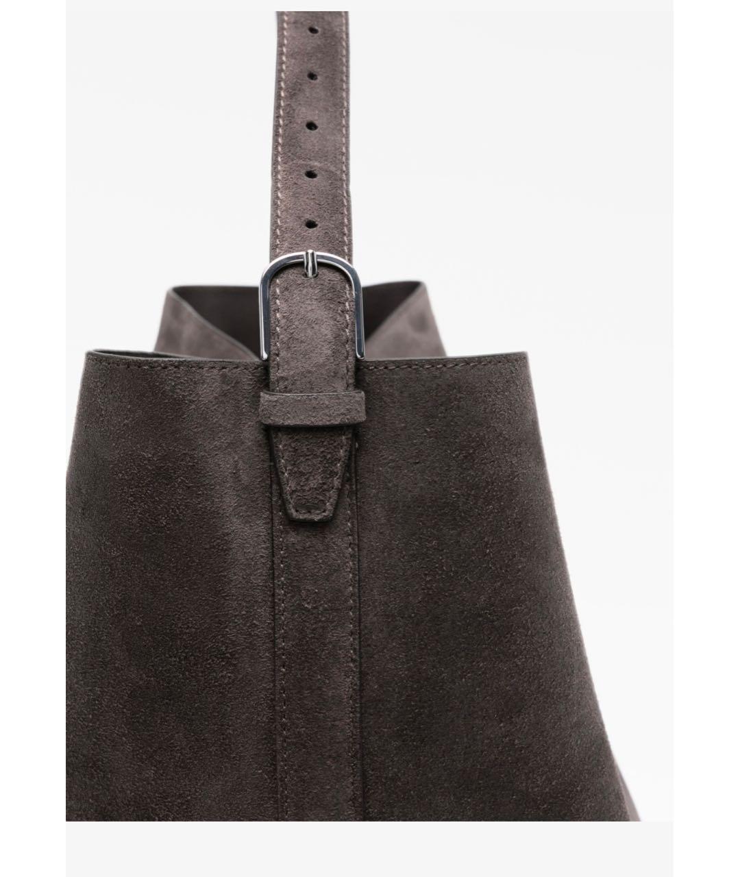 TOTEME Серая замшевая сумка тоут, фото 6