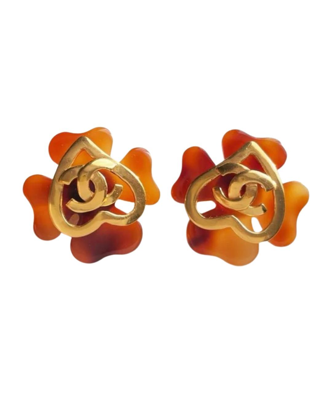 CHANEL Коричневые металлические клипсы, фото 4