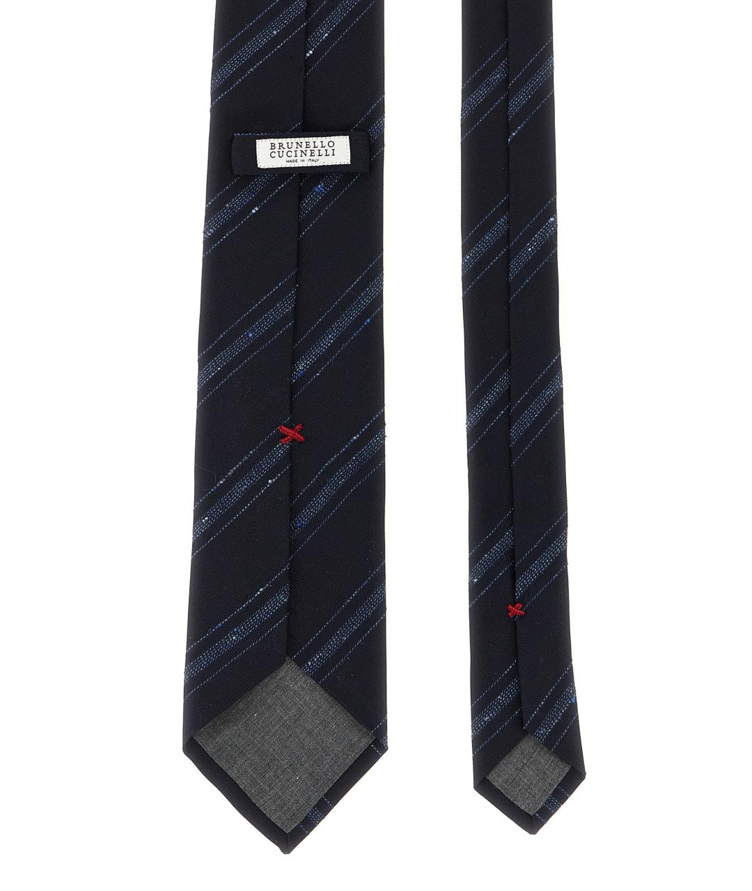 BRUNELLO CUCINELLI Темно-синий шелковый галстук, фото 2