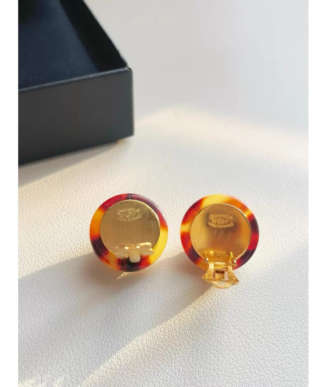 CHANEL Золотые металлические серьги, фото 6