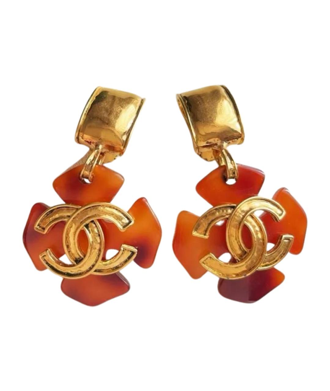 CHANEL Золотые металлические серьги, фото 1
