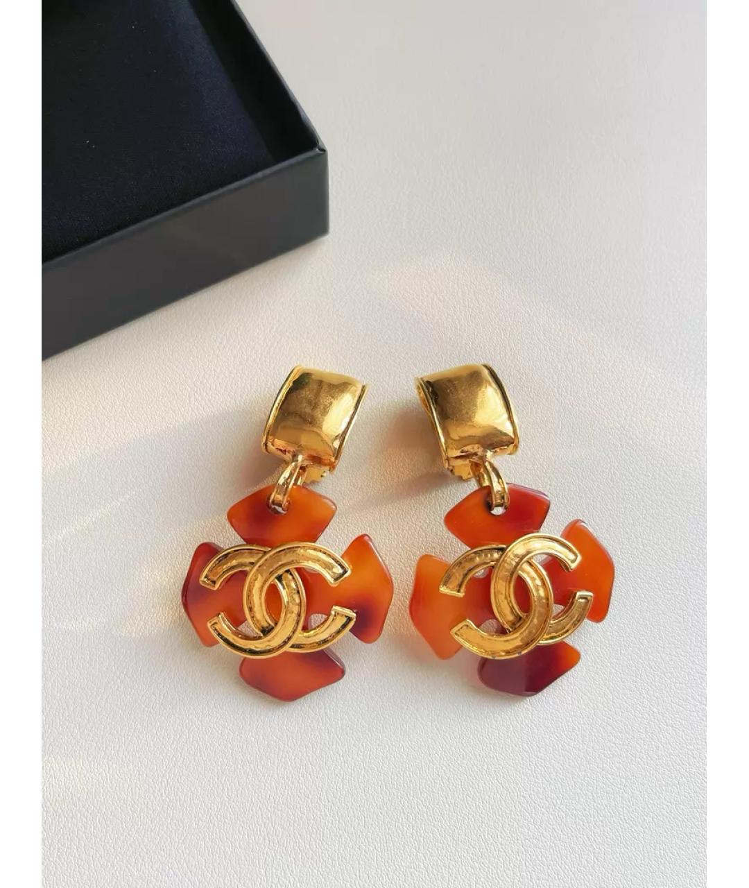 CHANEL Золотые металлические серьги, фото 8