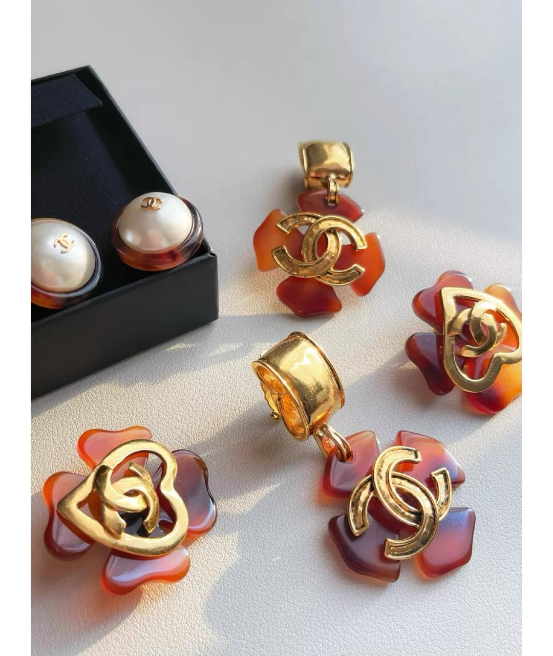 CHANEL Золотые металлические серьги, фото 7