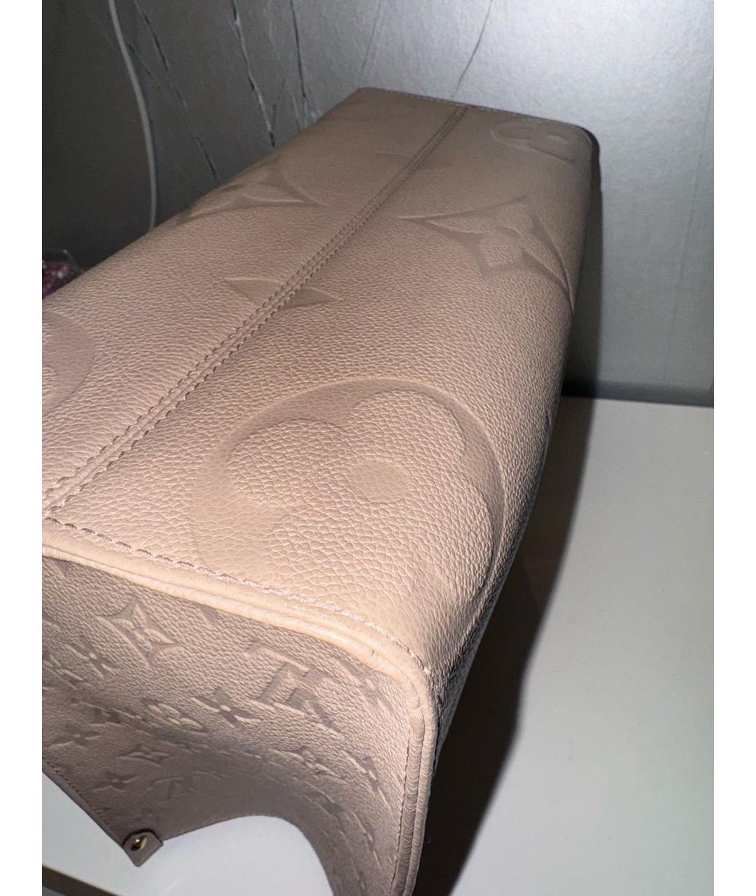 LOUIS VUITTON Бежевая кожаная сумка тоут, фото 6