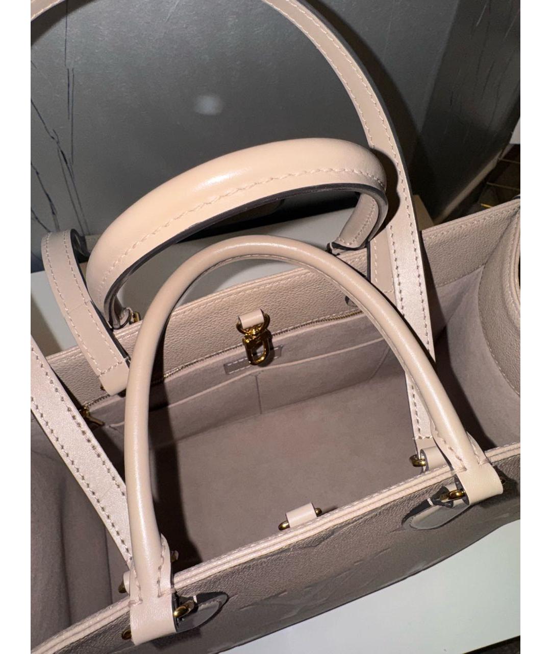 LOUIS VUITTON Бежевая кожаная сумка тоут, фото 4