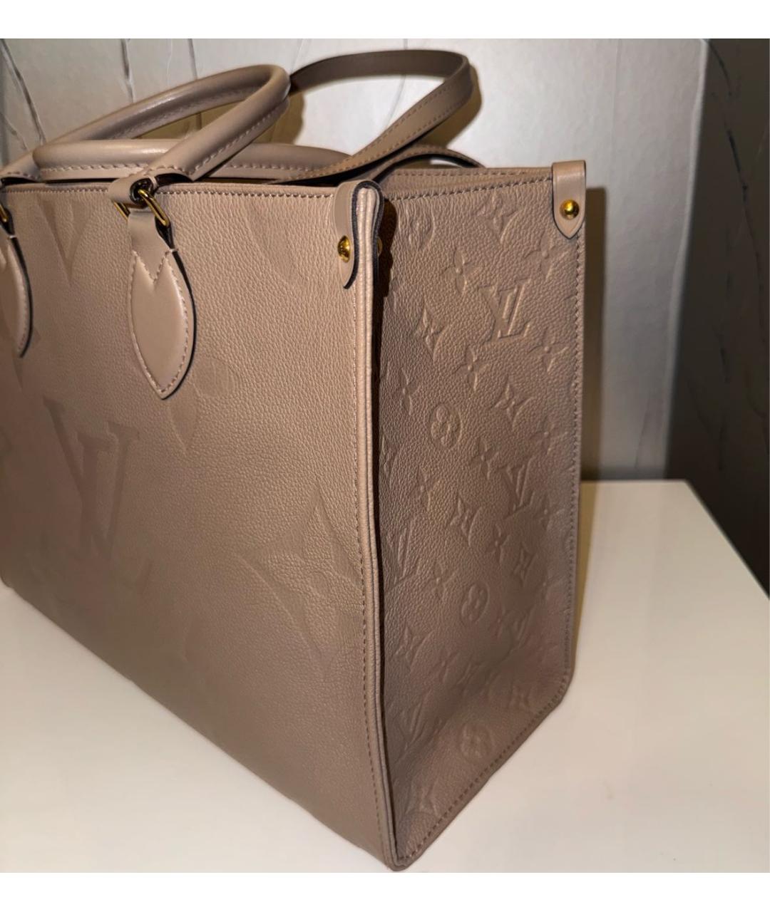 LOUIS VUITTON Бежевая кожаная сумка тоут, фото 3