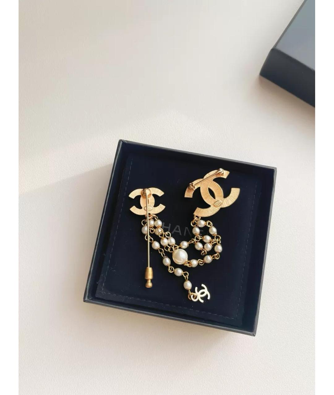 CHANEL Золотая металлическая булавка / брошь, фото 2