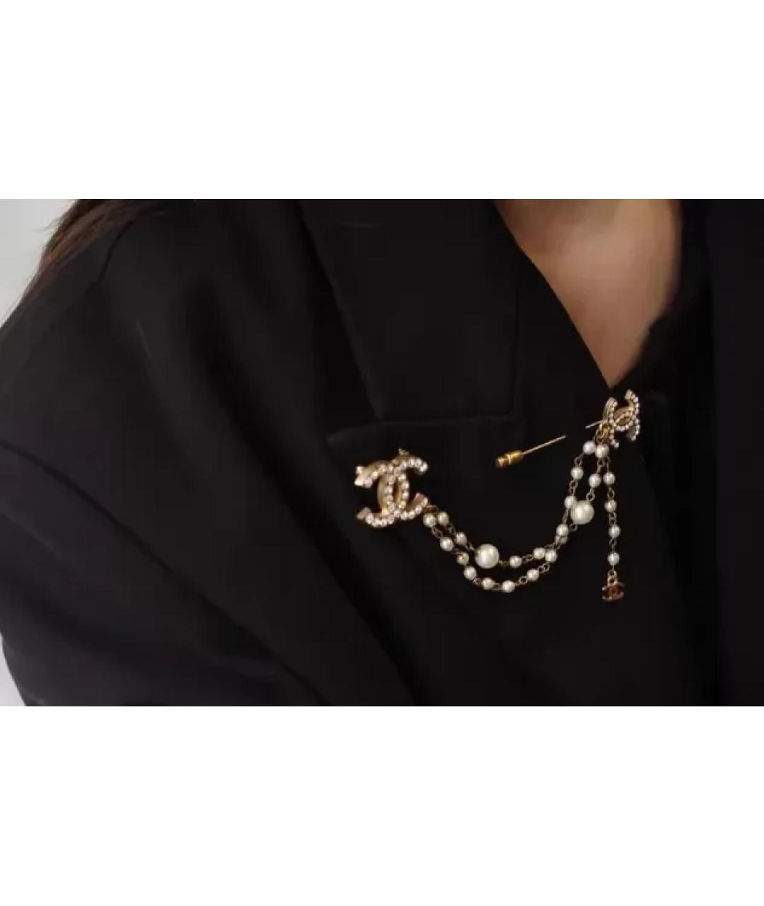 CHANEL Золотая металлическая булавка / брошь, фото 3