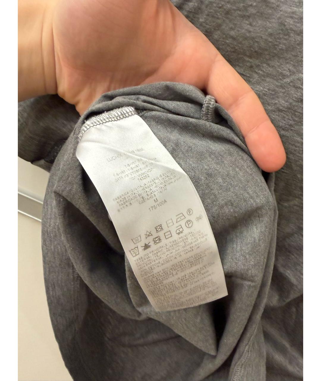 BRIONI Антрацитовая хлопковая футболка, фото 4