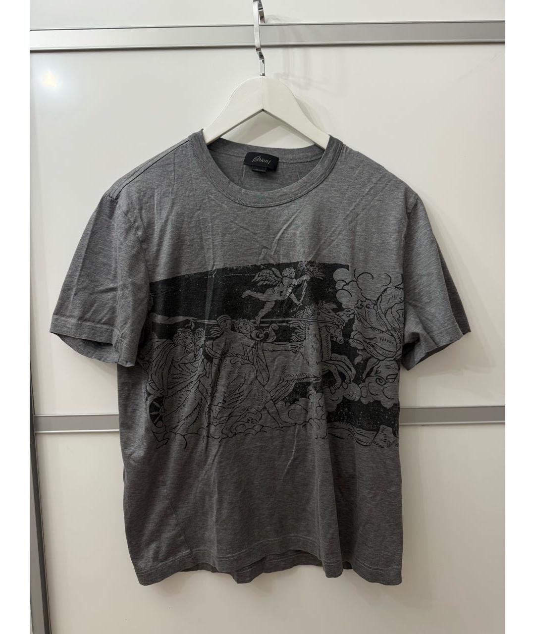 BRIONI Антрацитовая хлопковая футболка, фото 6