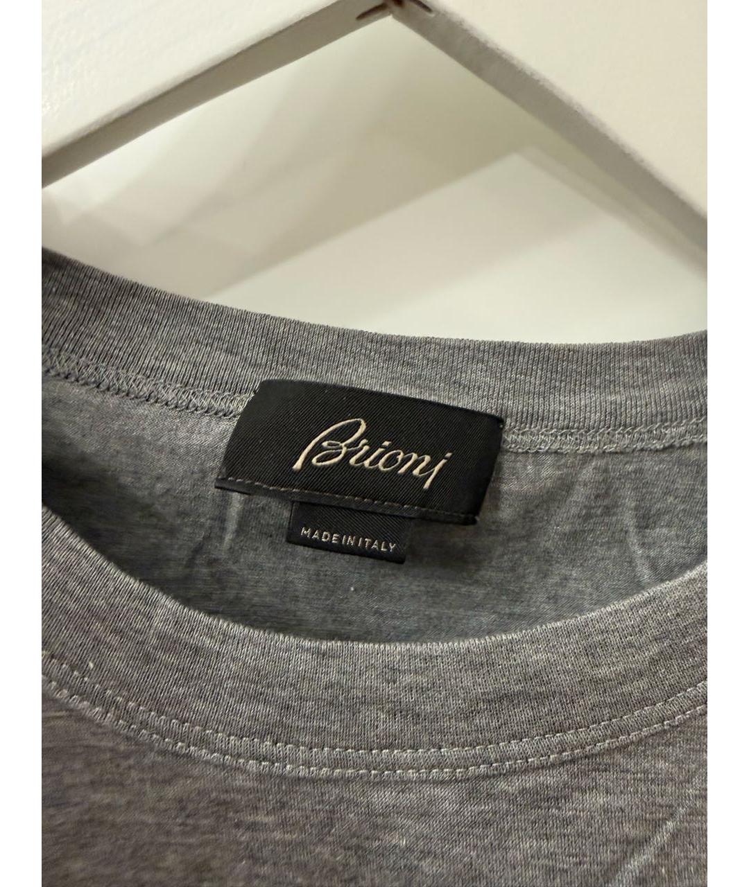 BRIONI Антрацитовая хлопковая футболка, фото 3