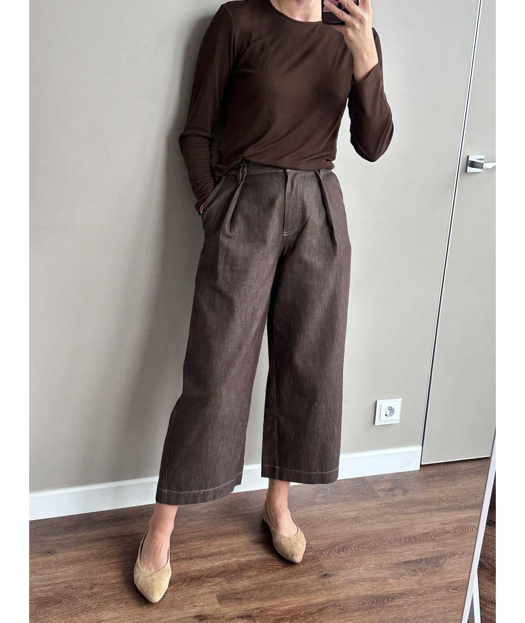 BRUNELLO CUCINELLI Коричневые хлопковые прямые джинсы, фото 4
