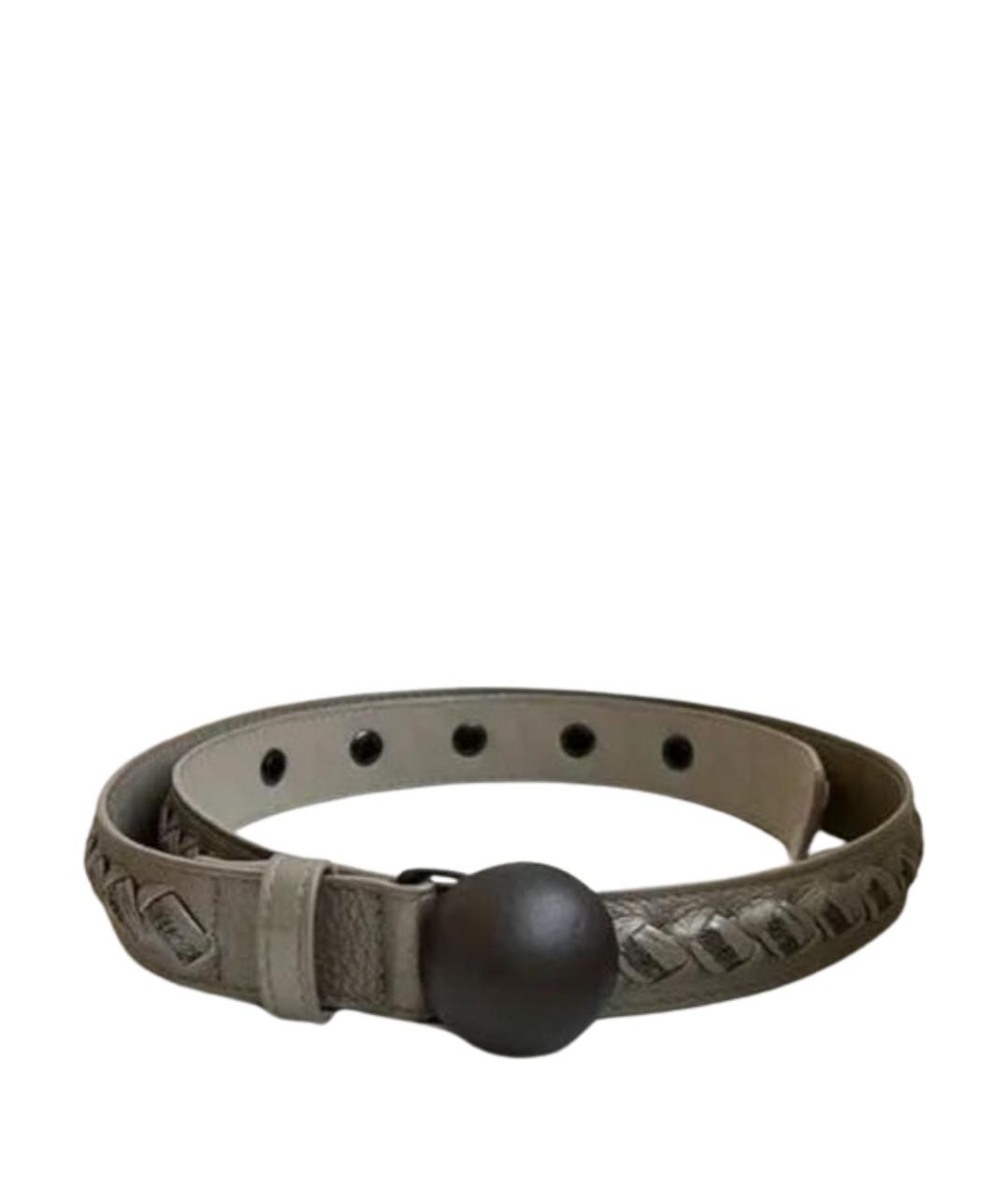 BOTTEGA VENETA Серебрянный кожаный ремень, фото 1