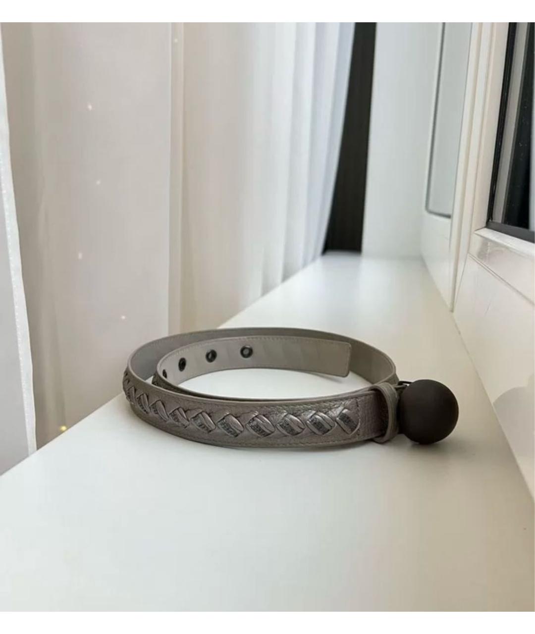 BOTTEGA VENETA Серебрянный кожаный ремень, фото 2