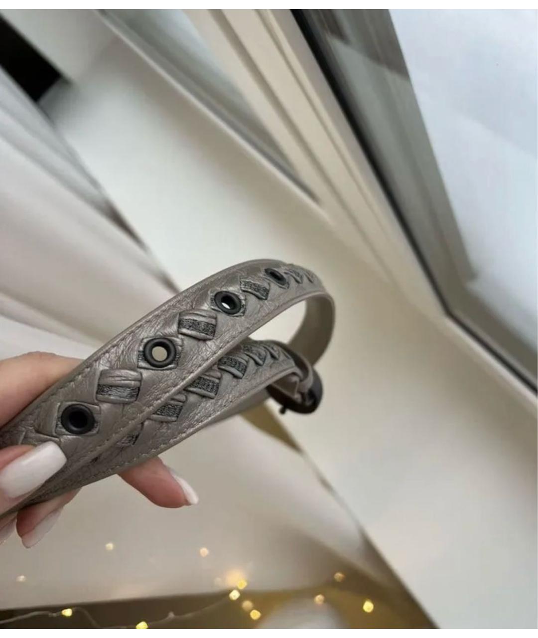 BOTTEGA VENETA Серебрянный кожаный ремень, фото 4