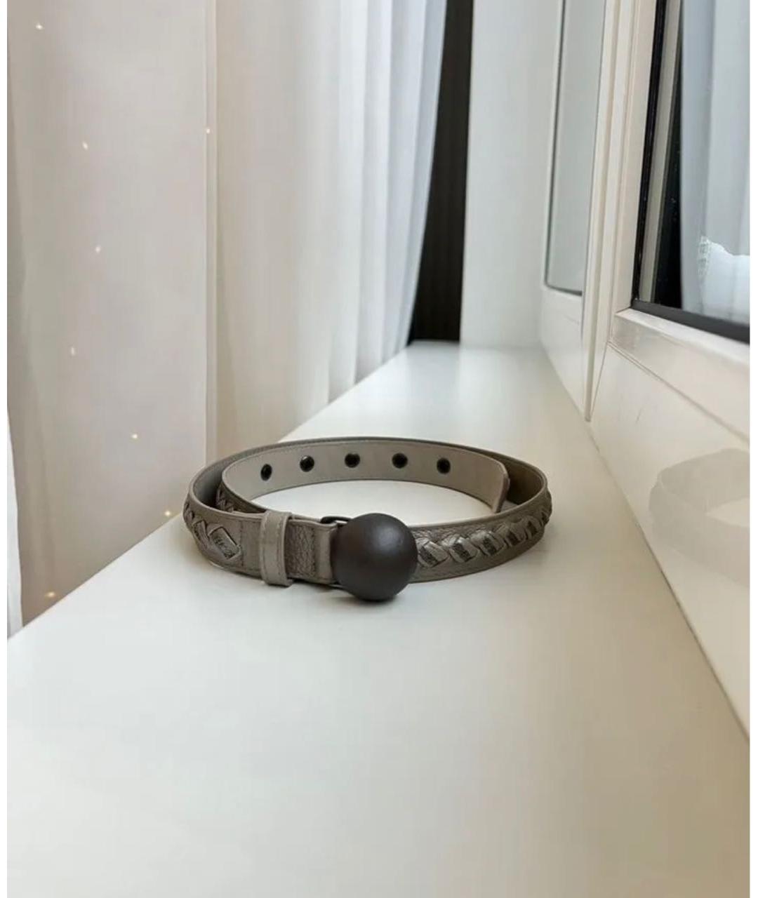 BOTTEGA VENETA Серебрянный кожаный ремень, фото 5