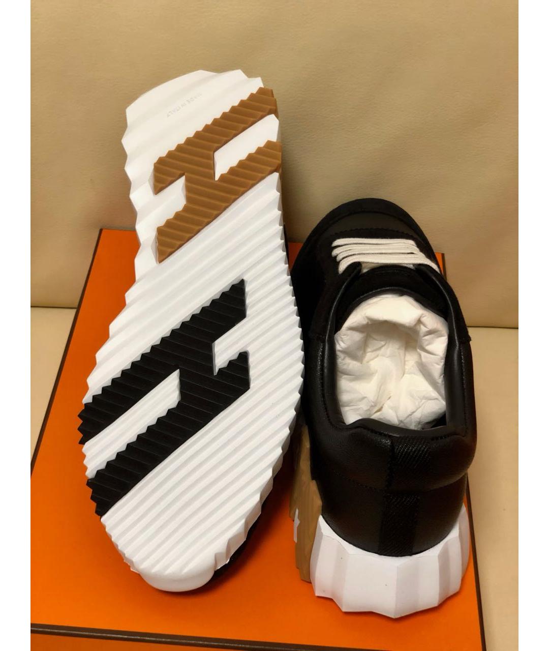 HERMES Черные кожаные кроссовки, фото 3