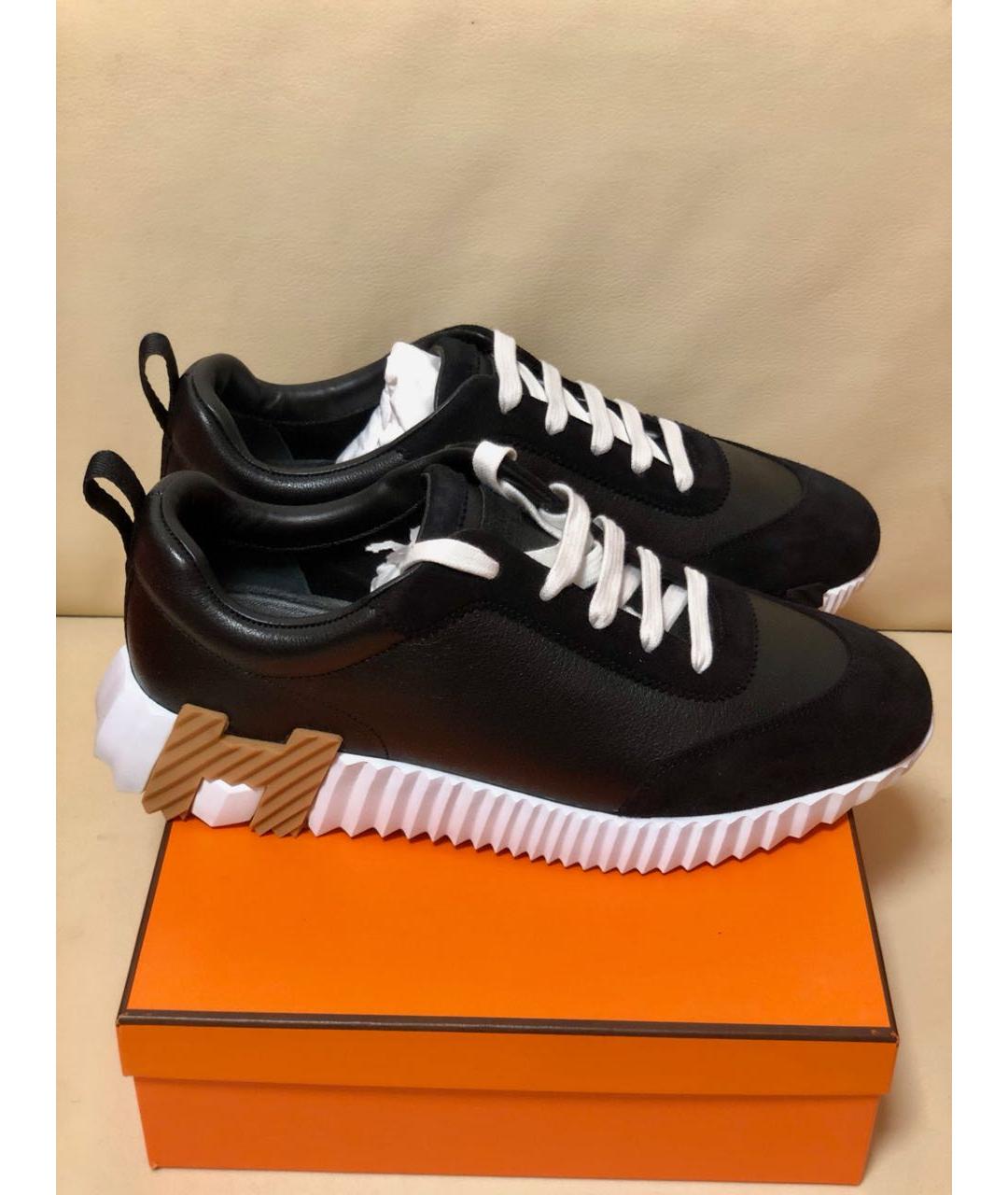 HERMES Черные кожаные кроссовки, фото 5
